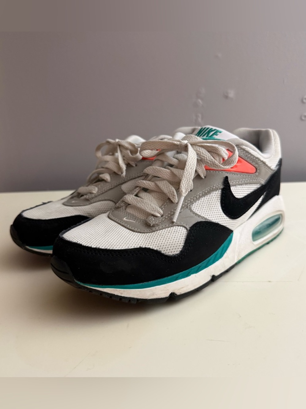 Nike White, Black & Teal Air Max Sneakers with Coral Accents - Picture 4 of 10